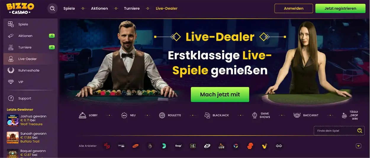 BizzoCasino - live games for DE