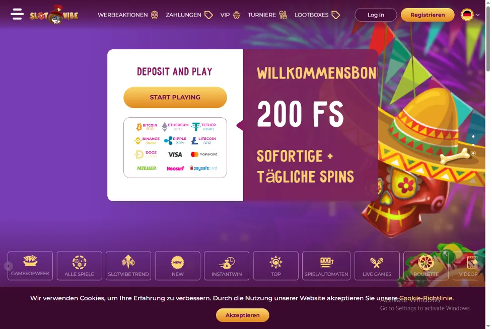 SlotVibe Bitcoin Casino Boni