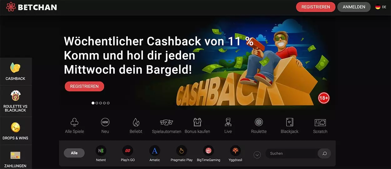 Betchan Casino Main Lobby for DE