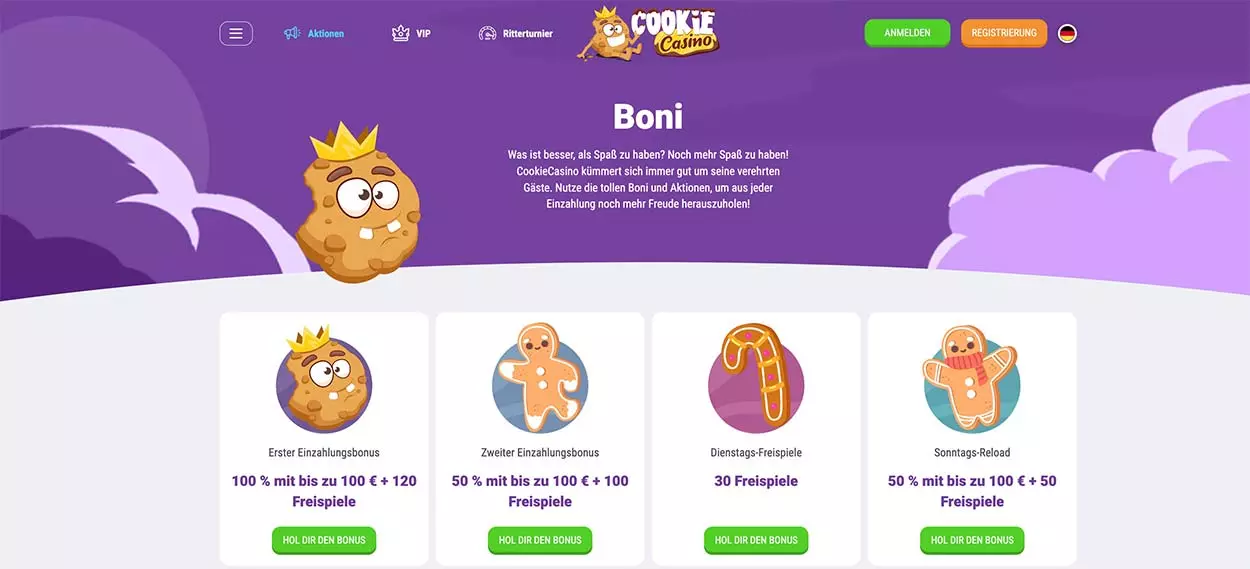 CookieCasino bonuses, promotions and bonus codes for DE players
