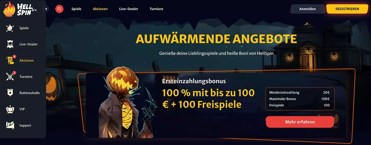 HellSpin casino bonuses for DE