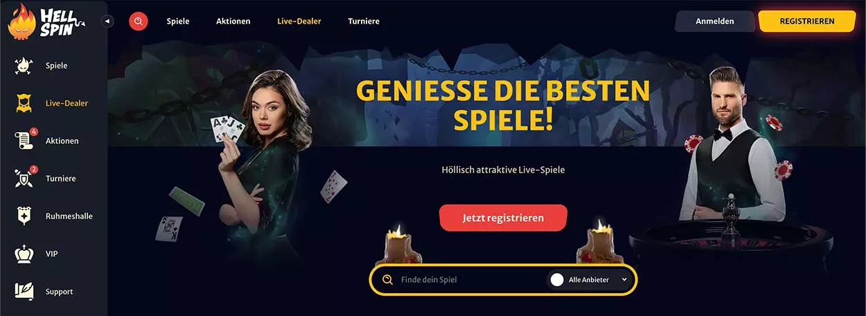 HellSpin Live Casino Lobby