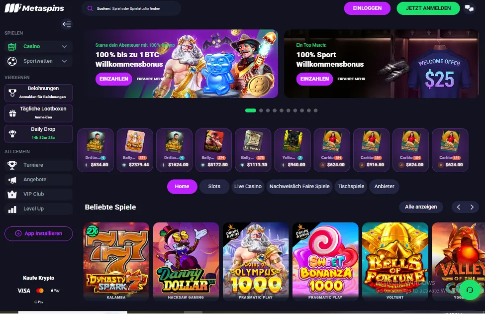 Metaspins Bitcoin Casino Boni