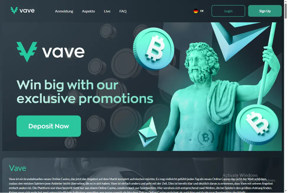 Vave Bitcoin Casino Boni