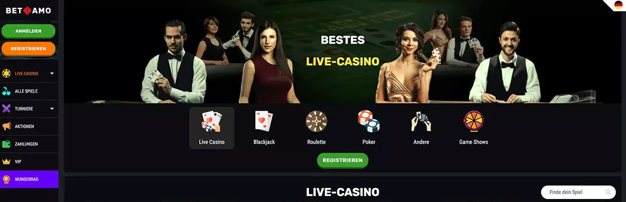Betamo Live Casino Lobby
