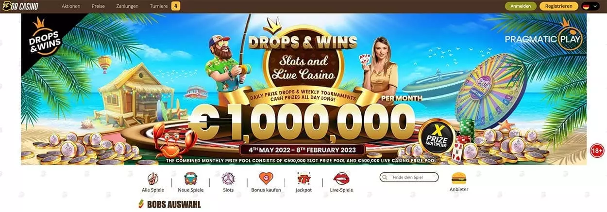 BobCasino DE online gambling site home page