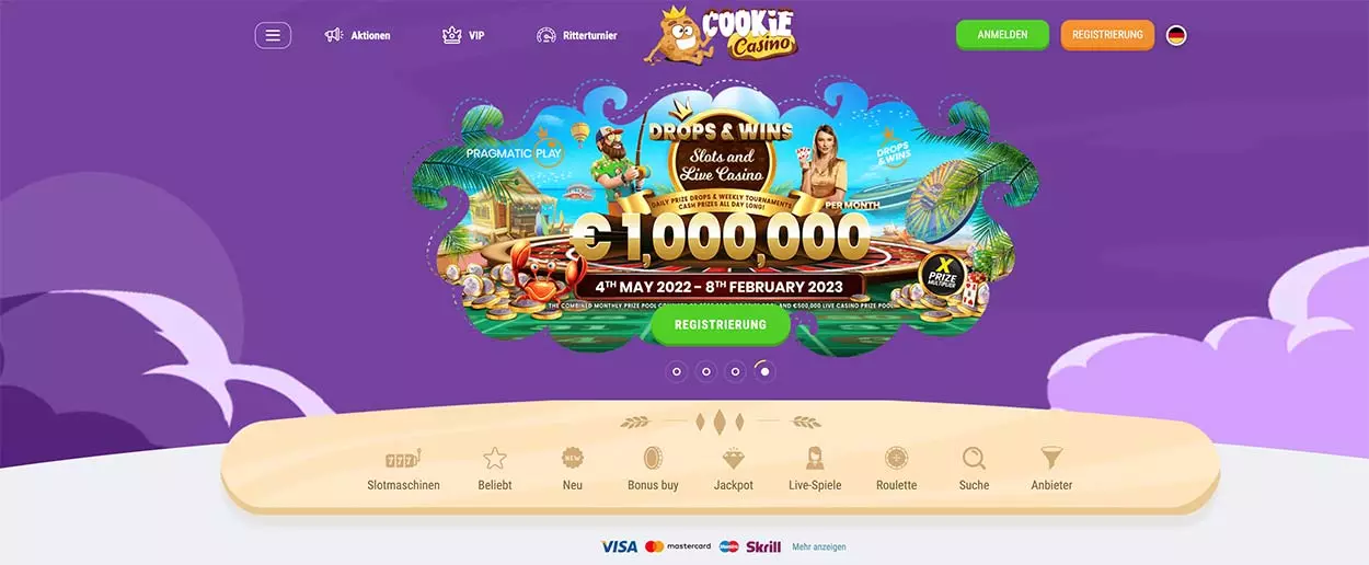 CookieCasino DE online gambling site home page