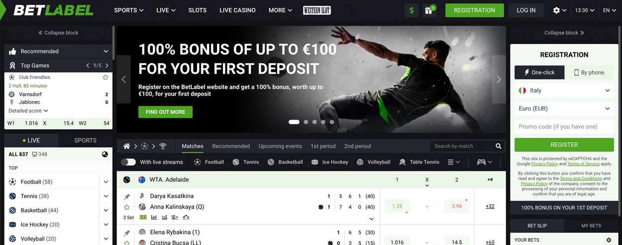 Betlabel DE online gambling site home page